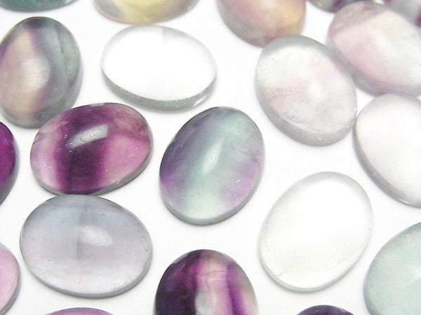 [Video] Multicolor Fluorite AA++ Oval Cabochon 16x12mm 3pcs