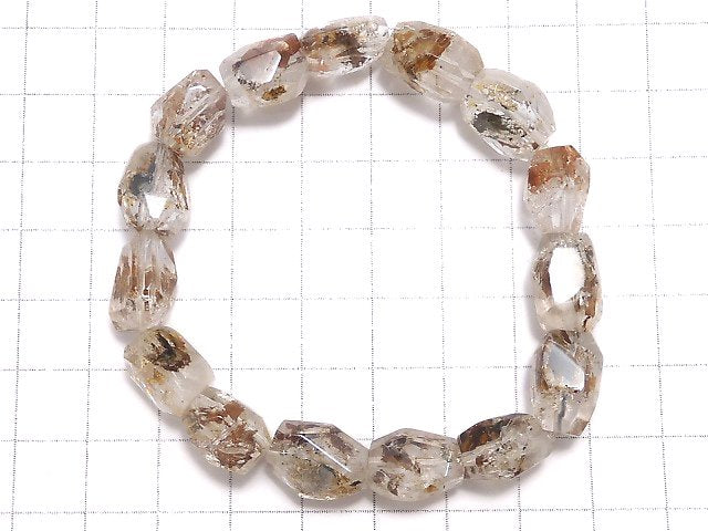 [Video][One of a kind] Oil in Quartz Faceted Nugget Bracelet NO.105