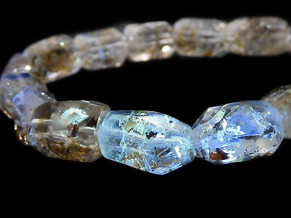 [Video][One of a kind] Oil in Quartz Faceted Nugget Bracelet NO.106