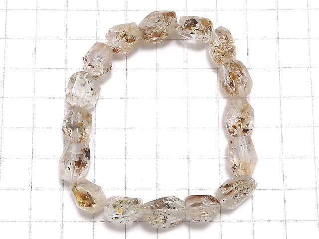 [Video][One of a kind] Oil in Quartz Faceted Nugget Bracelet NO.107