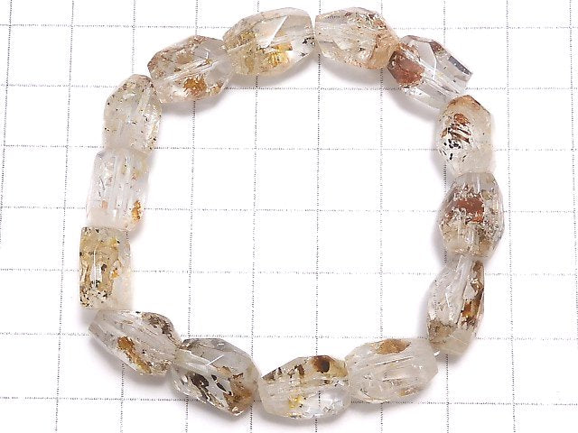 [Video][One of a kind] Oil in Quartz Faceted Nugget Bracelet NO.109