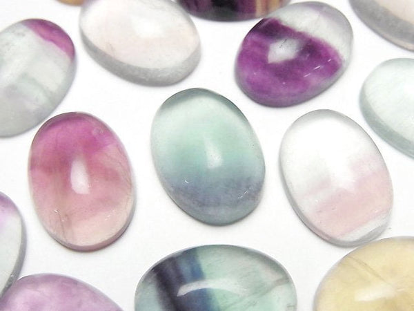 [Video] Multicolor Fluorite AA++ Oval Cabochon 18x13mm 3pcs