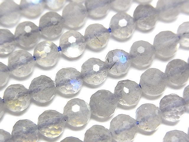 [Video]High Quality! Labradorite AAA- 128Faceted Round 5mm 1strand beads (aprx.15inch/36cm)