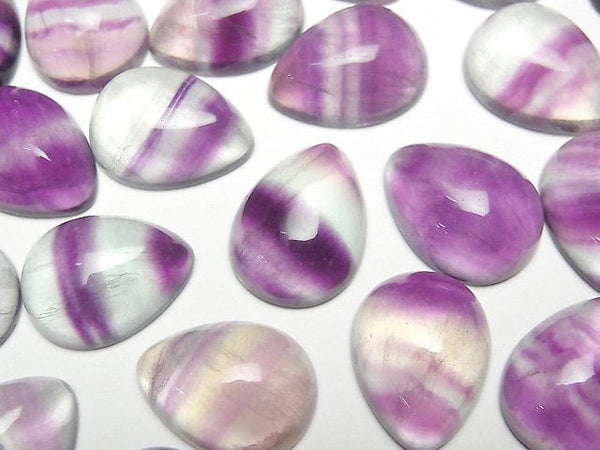 [Video]Fluorite AAA Pear shape Cabochon 17x13mm 2pcs