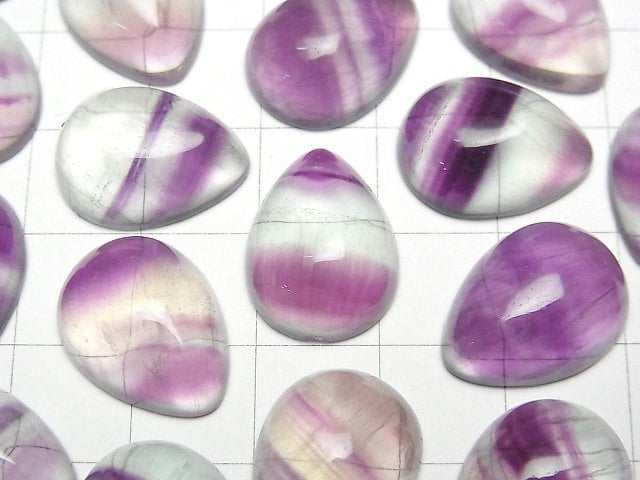 [Video]Fluorite AAA Pear shape Cabochon 17x13mm 2pcs