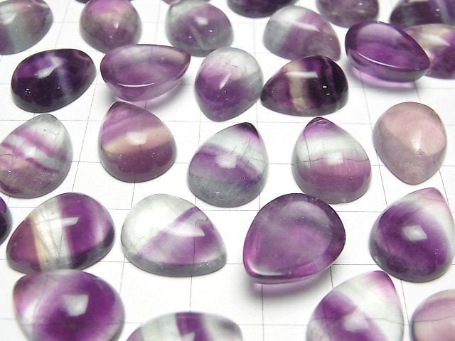 [Video]Fluorite AAA Pear shape Cabochon 17x13mm 2pcs