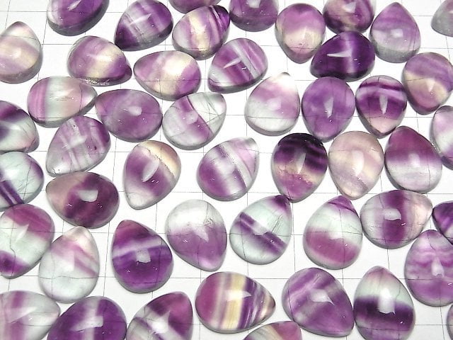 [Video]Fluorite AAA Pear shape Cabochon 17x13mm 2pcs