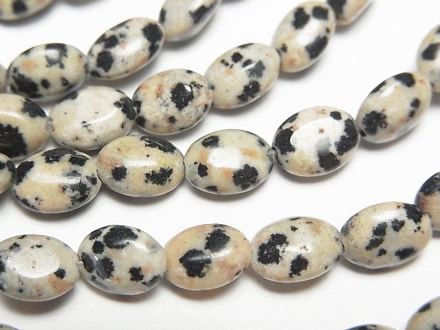 [Video] Dalmatian Jasper Oval 8x6mm half or 1strand beads (aprx.15inch/37cm)