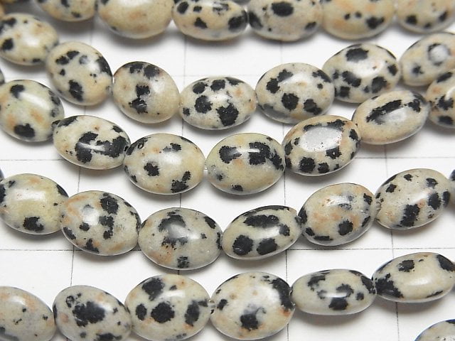 [Video] Dalmatian Jasper Oval 8x6mm half or 1strand beads (aprx.15inch/37cm)