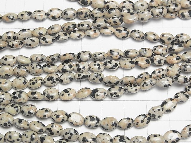 [Video] Dalmatian Jasper Oval 8x6mm half or 1strand beads (aprx.15inch/37cm)