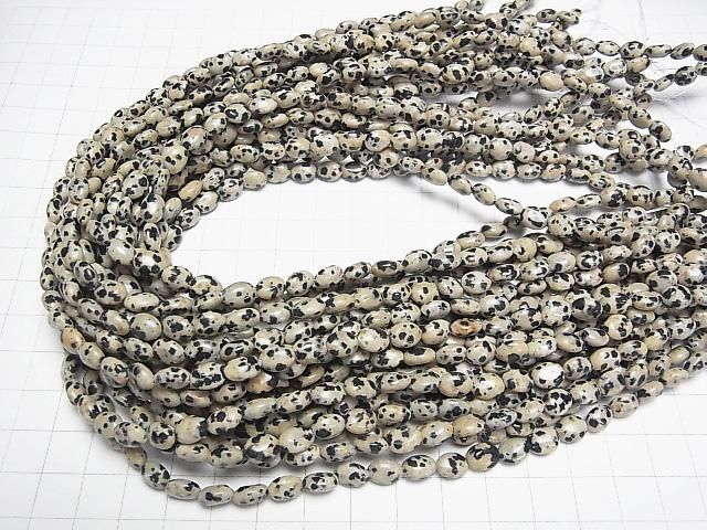 [Video] Dalmatian Jasper Oval 8x6mm 1strand beads (approx. 15 inches/37 cm)