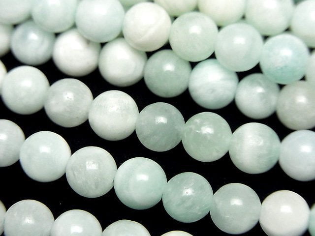 [Video] Blue Aragonite Round 6.5mm 1strand beads (aprx.15inch/36cm)