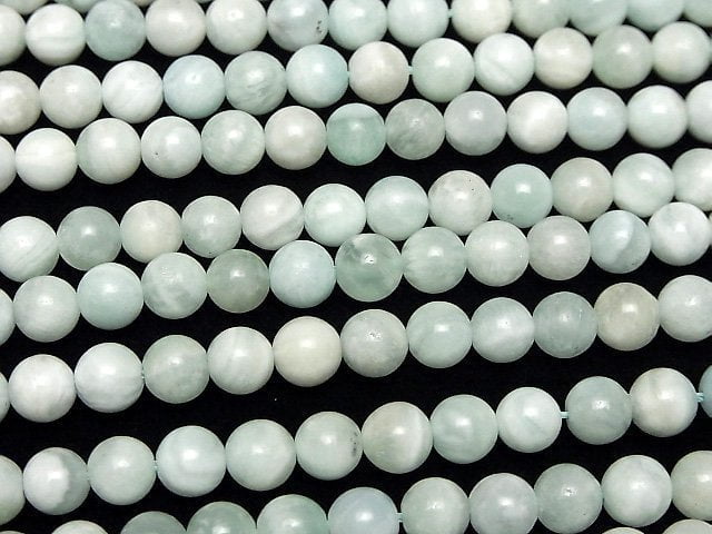 [Video] Blue Aragonite Round 6.5mm 1strand beads (aprx.15inch/36cm)