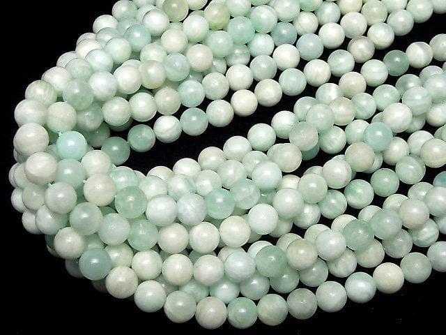 [Video] Blue Aragonite Round 8.5mm 1strand beads (aprx.15inch/38cm)