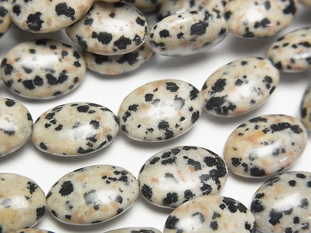 [Video] Dalmatian Jasper Oval 14x10mm half or 1strand beads (aprx.15inch/37cm)