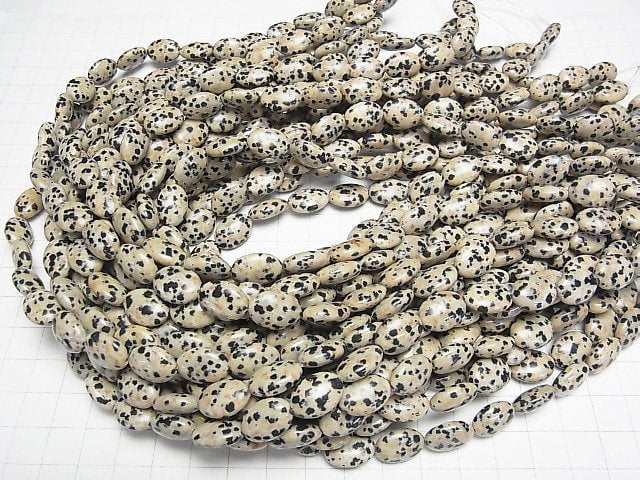 [Video] Dalmatian Jasper Oval 14x10mm half or 1strand beads (aprx.15inch/37cm)