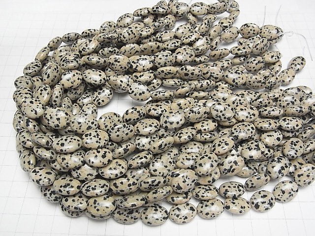 [Video] Dalmatian Jasper Oval 16x12mm half or 1strand beads (aprx.15inch/37cm)