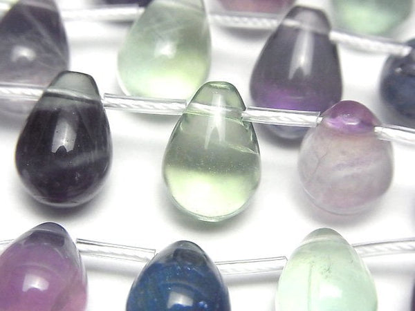 [Video] Multicolor Fluorite AAA- Drop (Smooth) 14x10mm 1strand beads (aprx.6inch/16cm)