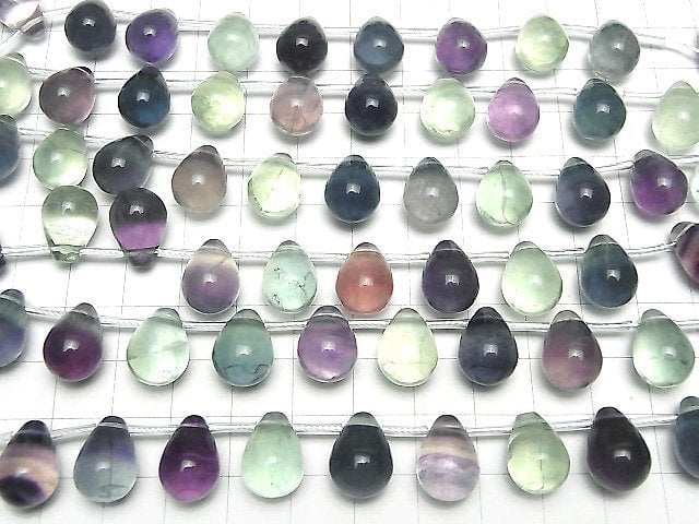 [Video] Multicolor Fluorite AAA- Drop (Smooth) 14x10mm 1strand beads (aprx.6inch/16cm)