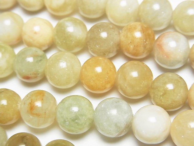 [Video]Heliodor-Green Beryl Round 8.5mm 1strand beads (aprx.15inch/36cm)