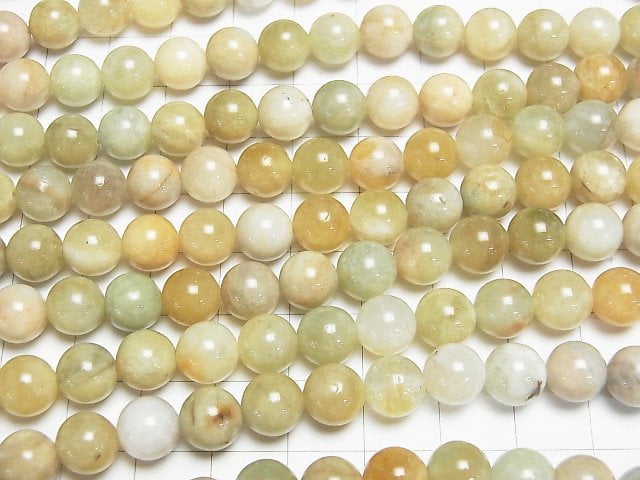 [Video]Heliodor-Green Beryl Round 8.5mm 1strand beads (aprx.15inch/36cm)