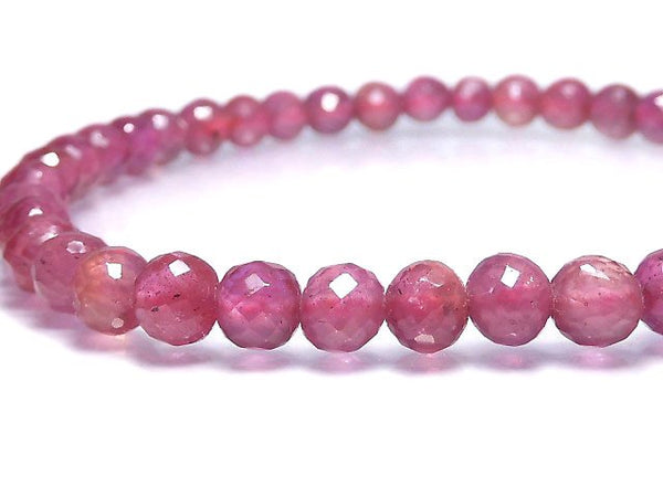 [Video][One of a kind] High Quality Ruby AAA- Faceted Round 4.5mm Bracelet NO.1