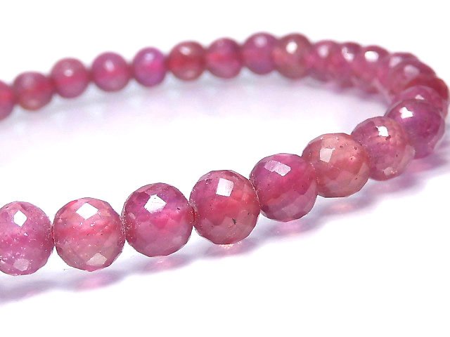 [Video][One of a kind] High Quality Ruby AAA- Faceted Round 4.5mm Bracelet NO.2