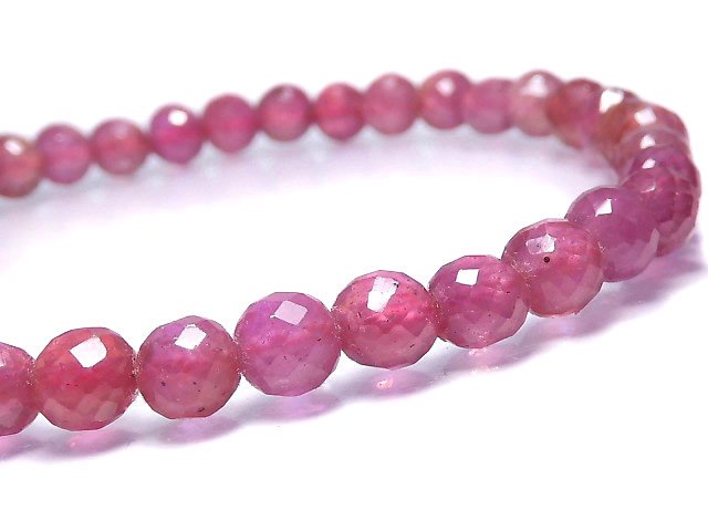 [Video][One of a kind] High Quality Ruby AAA- Faceted Round 4.5mm Bracelet NO.3