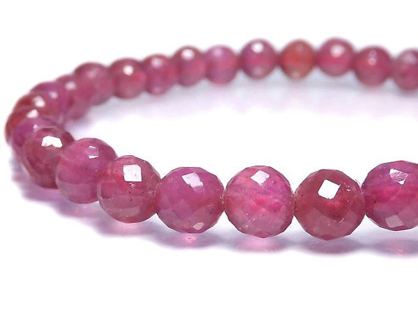 [Video][One of a kind] High Quality Ruby AAA- Faceted Round 5mm Bracelet NO.4