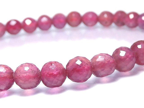 [Video][One of a kind] High Quality Ruby AAA- Faceted Round 5mm Bracelet NO.5