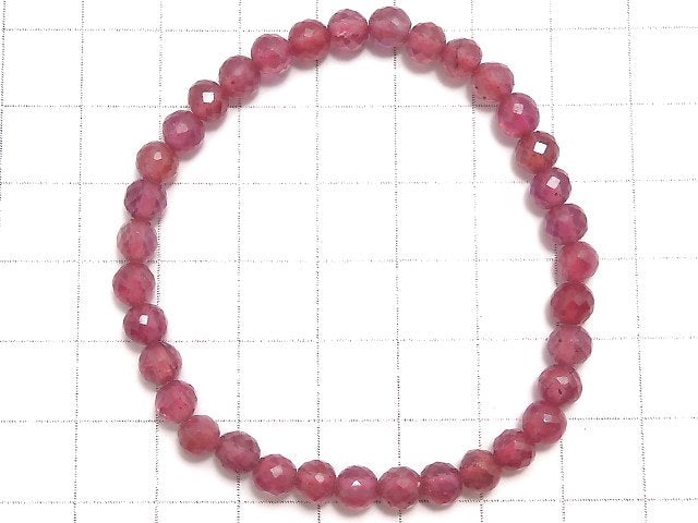 [Video][One of a kind] High Quality Ruby AAA- Faceted Round 5mm Bracelet NO.5