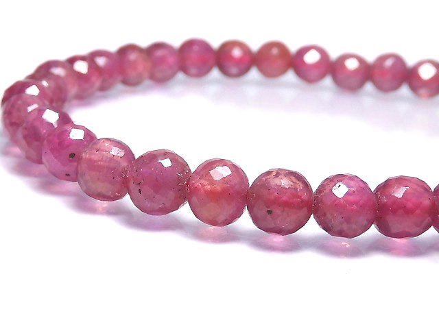 [Video][One of a kind] High Quality Ruby AAA- Faceted Round 4.5mm Bracelet NO.6