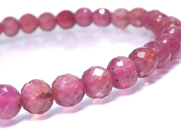 [Video][One of a kind] High Quality Ruby AAA- Faceted Round 5mm Bracelet NO.7