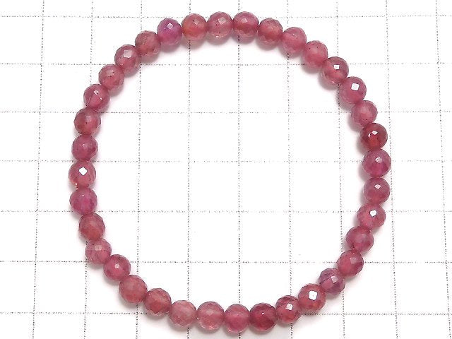 [Video][One of a kind] High Quality Ruby AAA- Faceted Round 5mm Bracelet NO.7