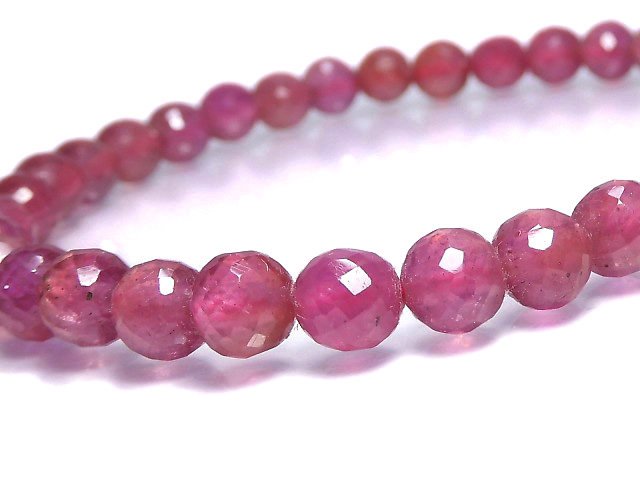 [Video][One of a kind] High Quality Ruby AAA- Faceted Round 5mm Bracelet NO.8