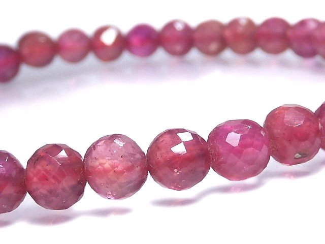 [Video][One of a kind] High Quality Ruby AAA- Faceted Round 5mm Bracelet NO.9