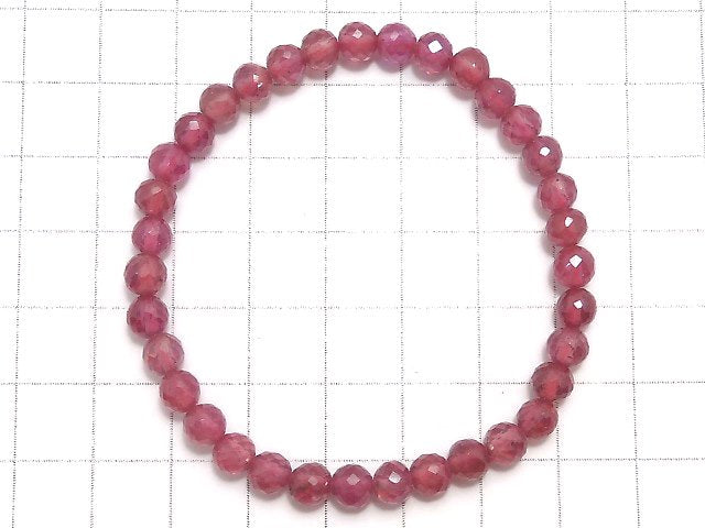 [Video][One of a kind] High Quality Ruby AAA- Faceted Round 5mm Bracelet NO.9