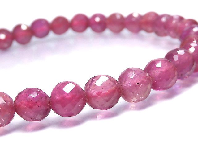 [Video][One of a kind] High Quality Ruby AAA- Faceted Round 5mm Bracelet NO.10