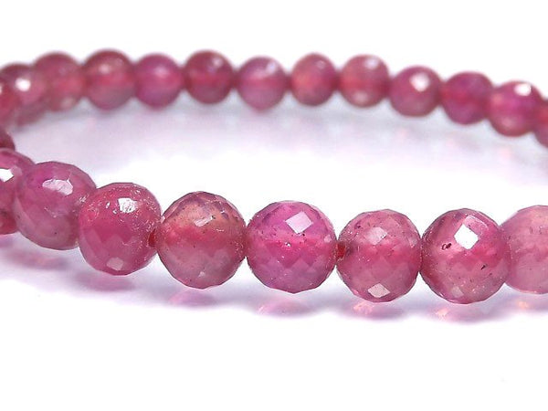 [Video][One of a kind] High Quality Ruby AAA- Faceted Round 5mm Bracelet NO.11