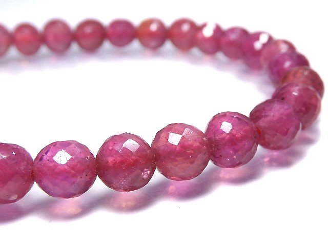 [Video][One of a kind] High Quality Ruby AAA- Faceted Round 5.5mm Bracelet NO.12