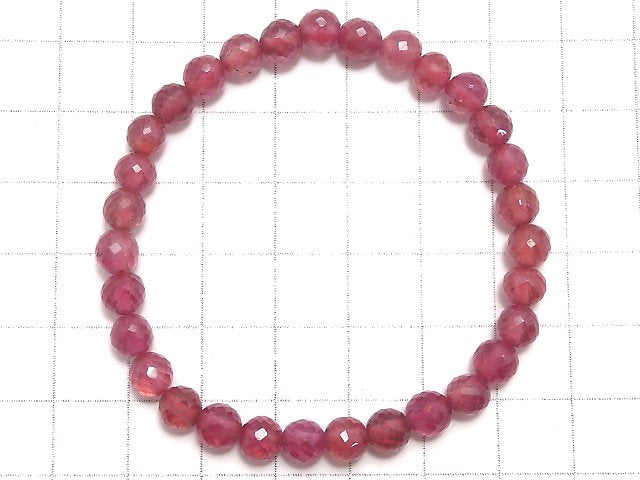 [Video][One of a kind] High Quality Ruby AAA- Faceted Round 5.5mm Bracelet NO.12