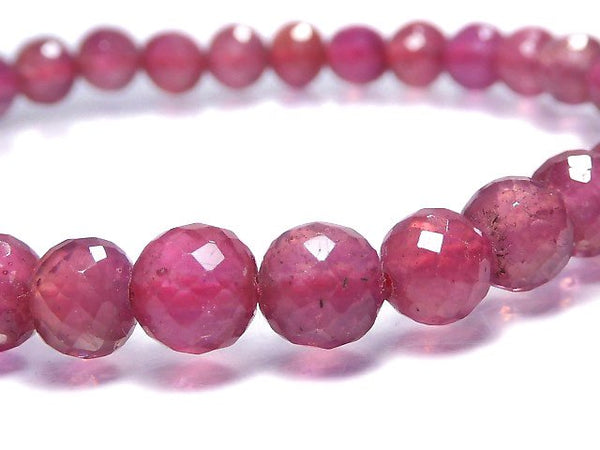 [Video][One of a kind] High Quality Ruby AAA- Faceted Round 5.5mm Bracelet NO.13