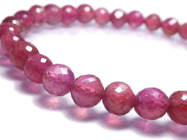 [Video][One of a kind] High Quality Ruby AAA- Faceted Round 5.5mm Bracelet NO.14