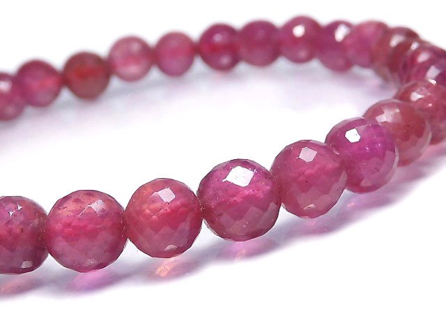 [Video][One of a kind] High Quality Ruby AAA- Faceted Round 5.5mm Bracelet NO.15