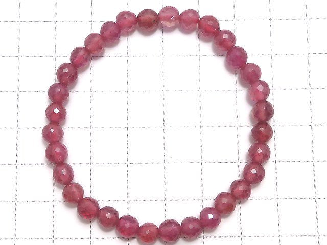 [Video][One of a kind] High Quality Ruby AAA- Faceted Round 5.5mm Bracelet NO.15