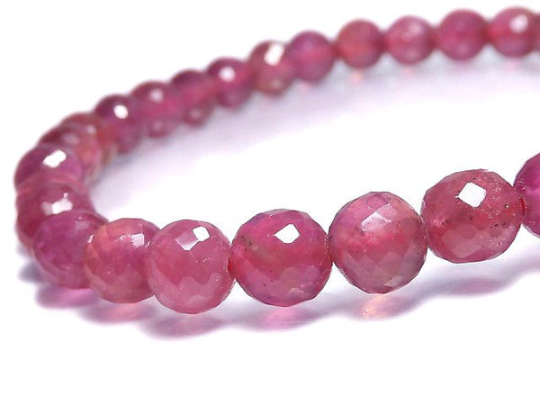 [Video][One of a kind] High Quality Ruby AAA- Faceted Round 5.5mm Bracelet NO.16