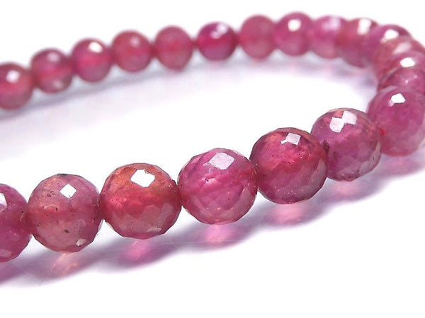 [Video][One of a kind] High Quality Ruby AAA- Faceted Round 6mm Bracelet NO.17