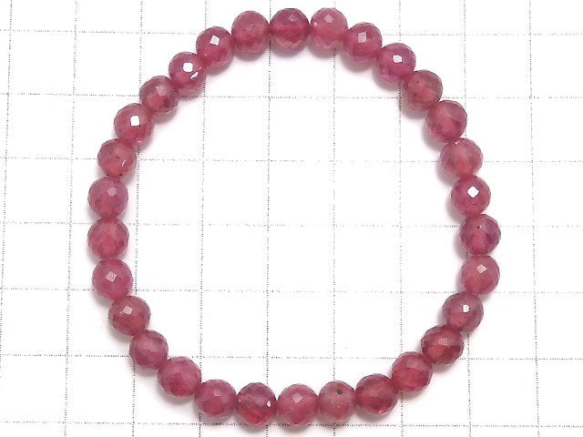 [Video][One of a kind] High Quality Ruby AAA- Faceted Round 6mm Bracelet NO.17