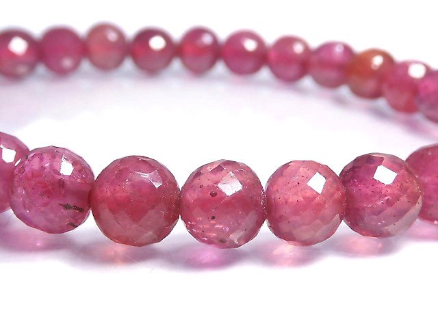 [Video][One of a kind] High Quality Ruby AAA- Faceted Round 6mm Bracelet NO.18