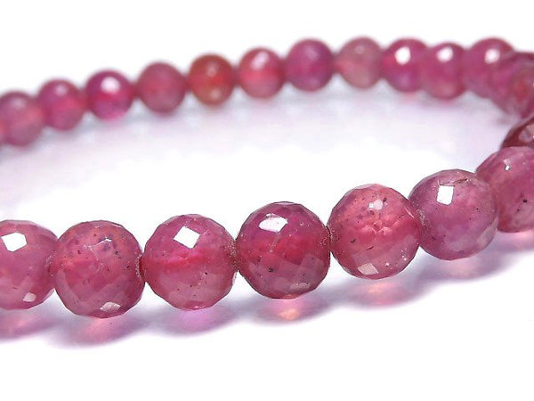 [Video][One of a kind] High Quality Ruby AAA- Faceted Round 6mm Bracelet NO.19